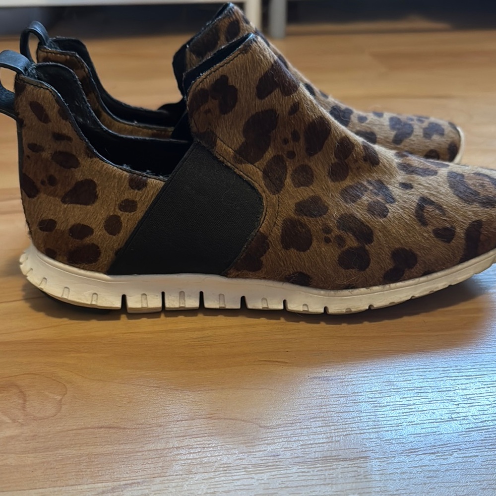 Cole Haan Brown and Black Sneakers with Leopard Print